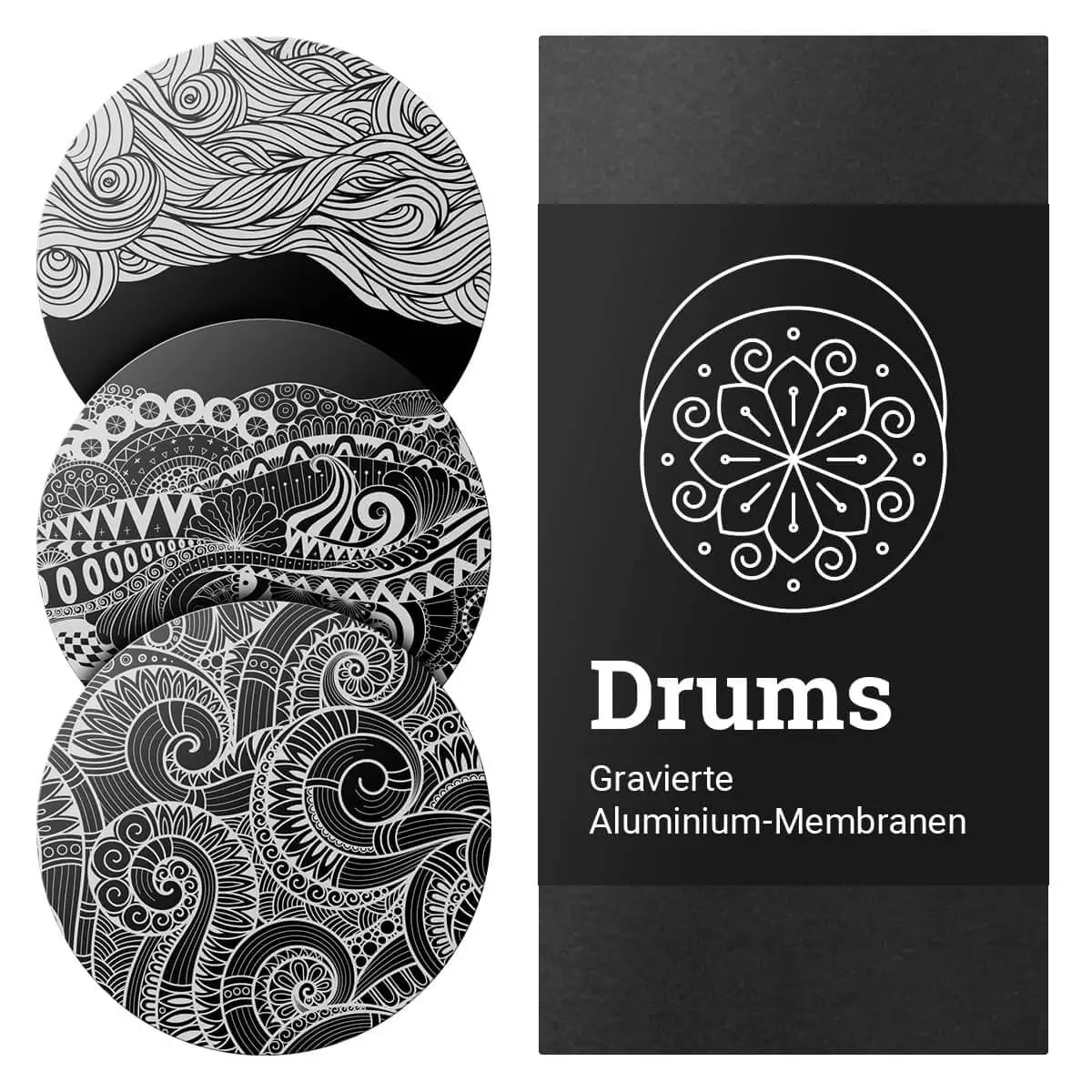  Set gegraveerde aluminium membranen “Drums”