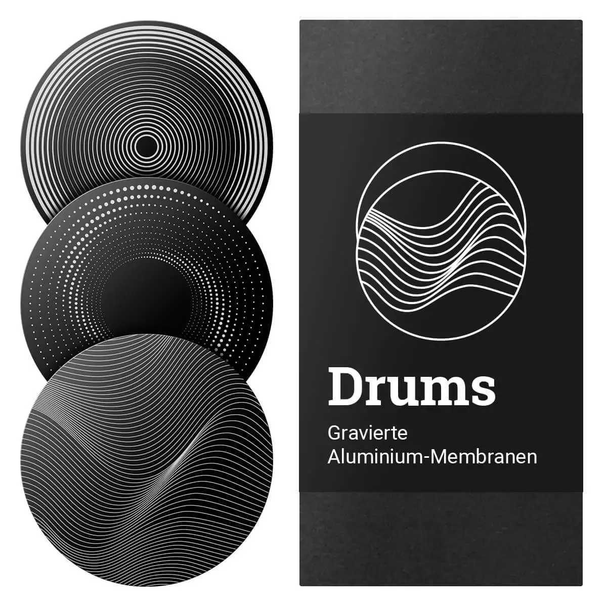  Set gegraveerde aluminium membranen “Drums”