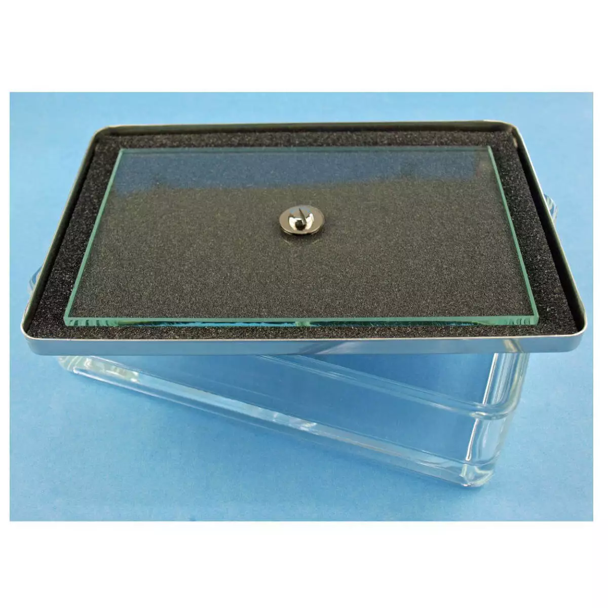 Instrumentenbakje glas met metalen deksel Instrumentenbakje glas met metalen deksel