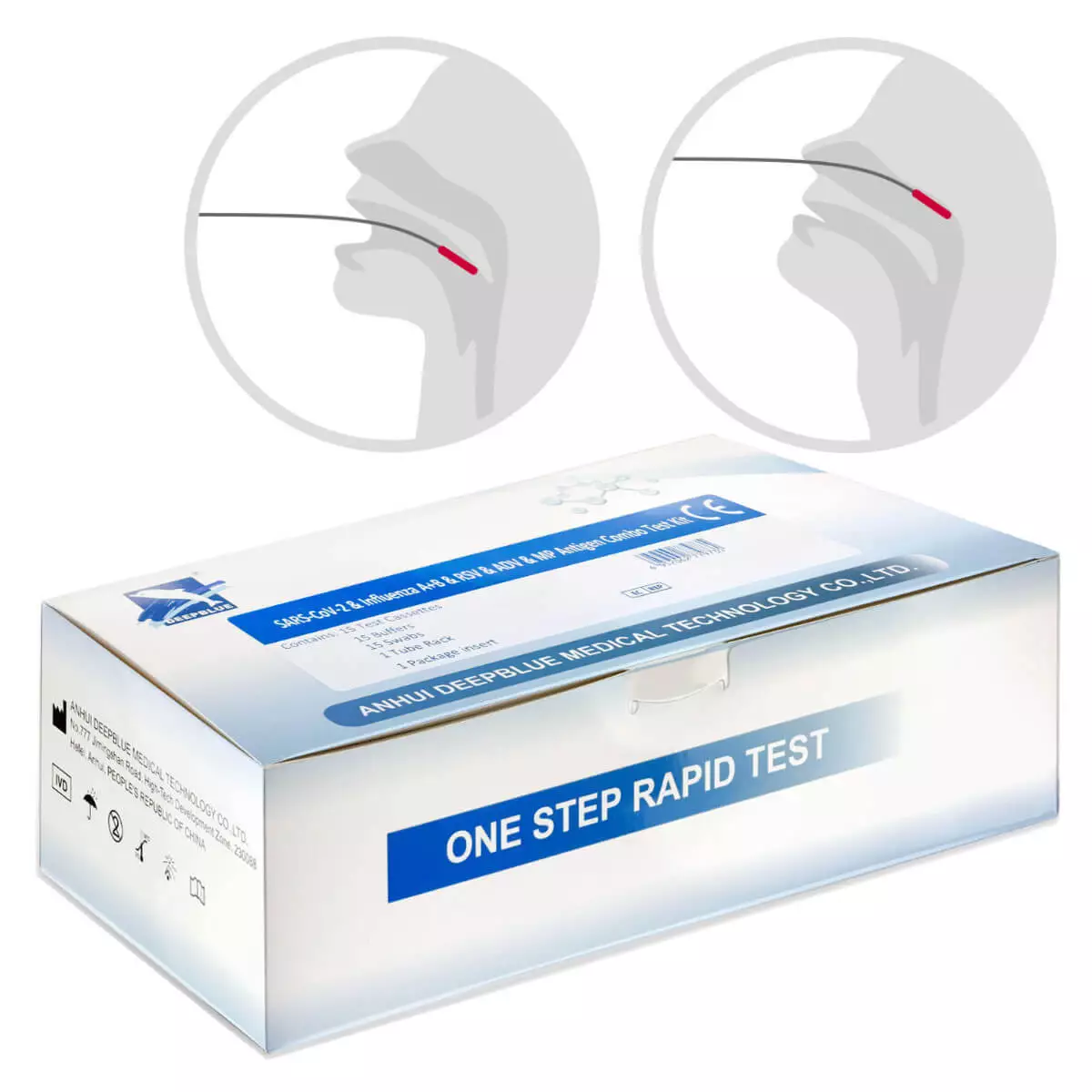  SARS-CoV-2, Influenza A/B, RSV, ADV & MP 6 in 1 antigeen combinatietest 