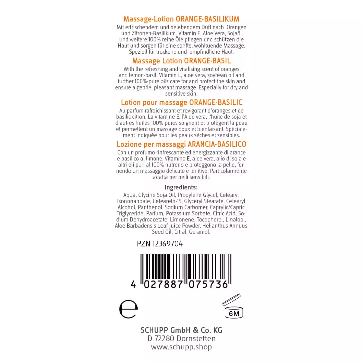  Massage Lotion Sinaasappel Basilicum
