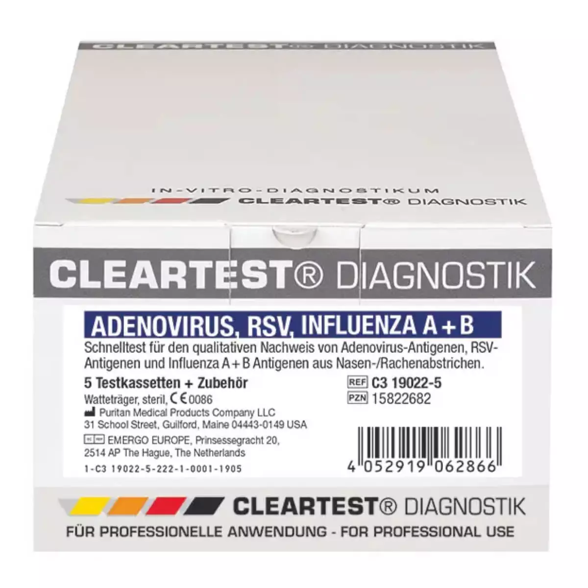  Cleartest Adenovirus / RSV / Influenza A + B combinatietest