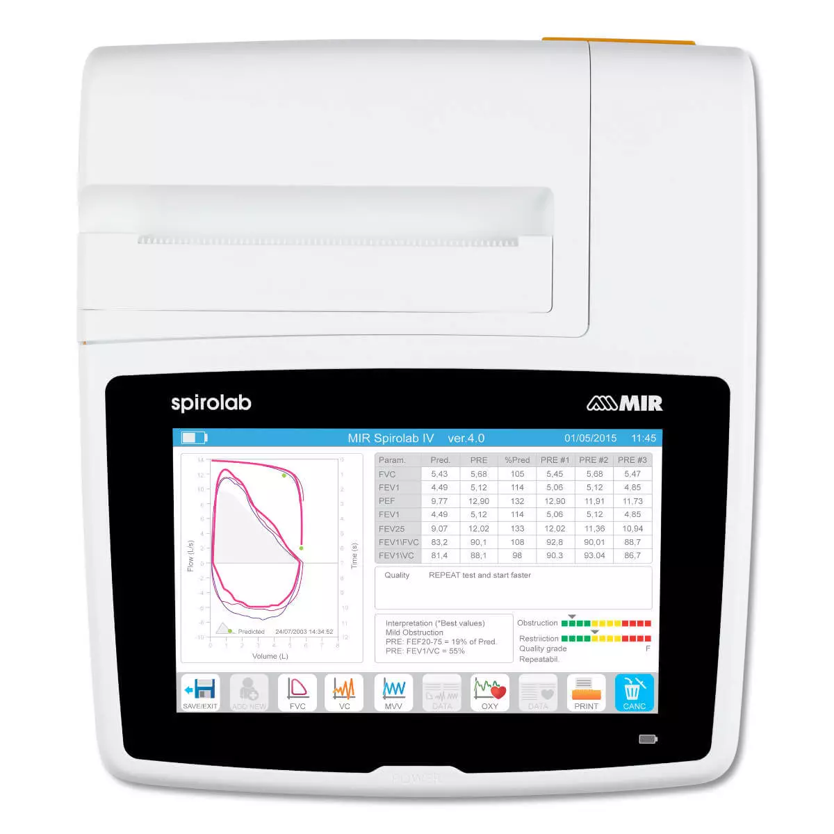  Nieuwe Spirolab draagbare touchscreen-spirometer