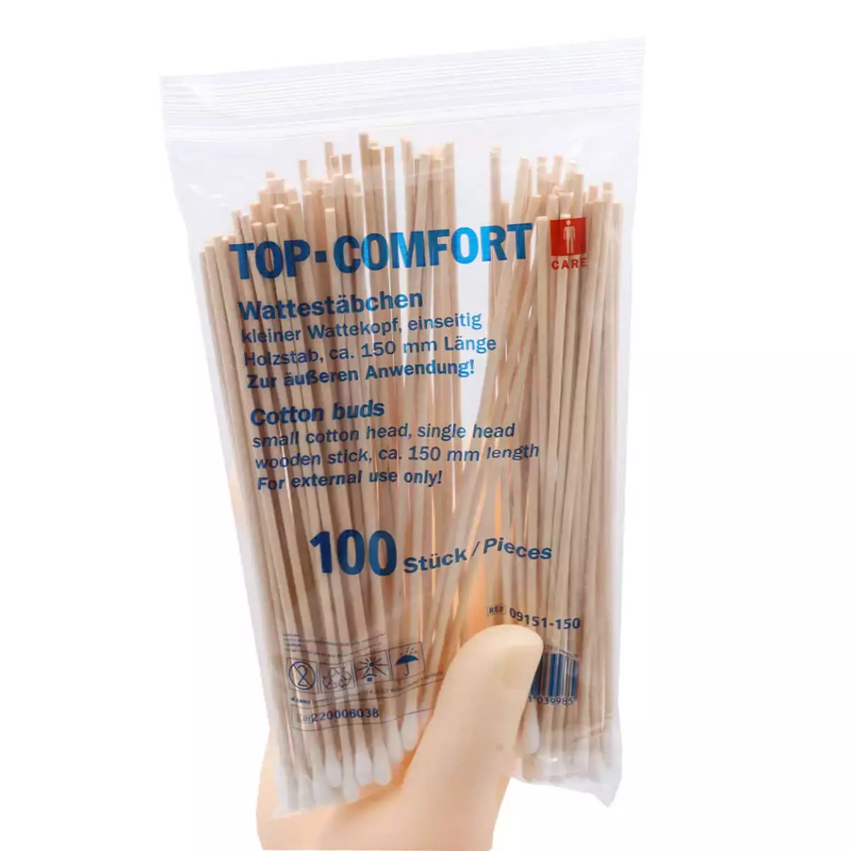  Top-Comfort wattenstaafjes met houten stokje