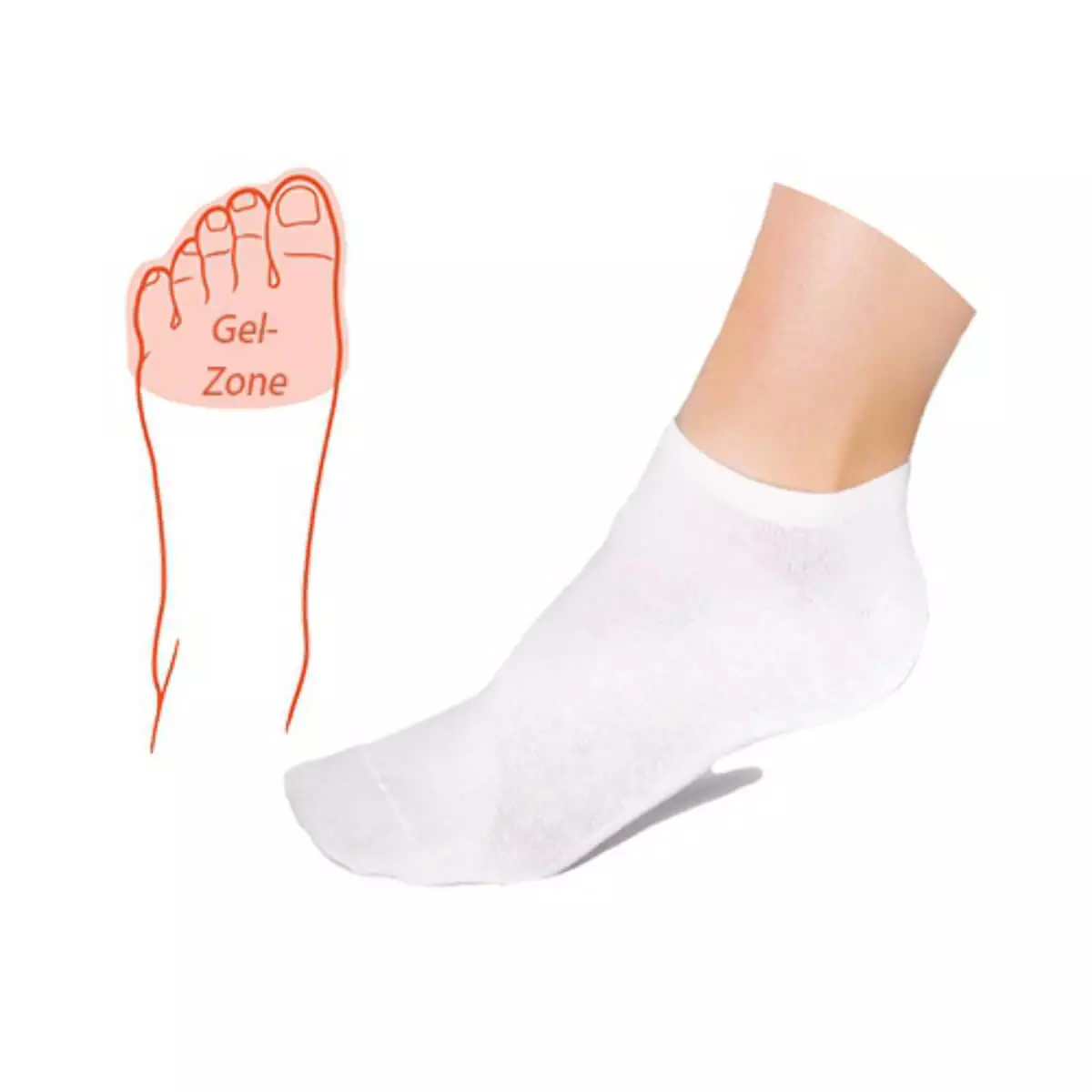 Sokken met geïntegreerde teen gel zone  Sokken met geïntegreerde teen gel zone