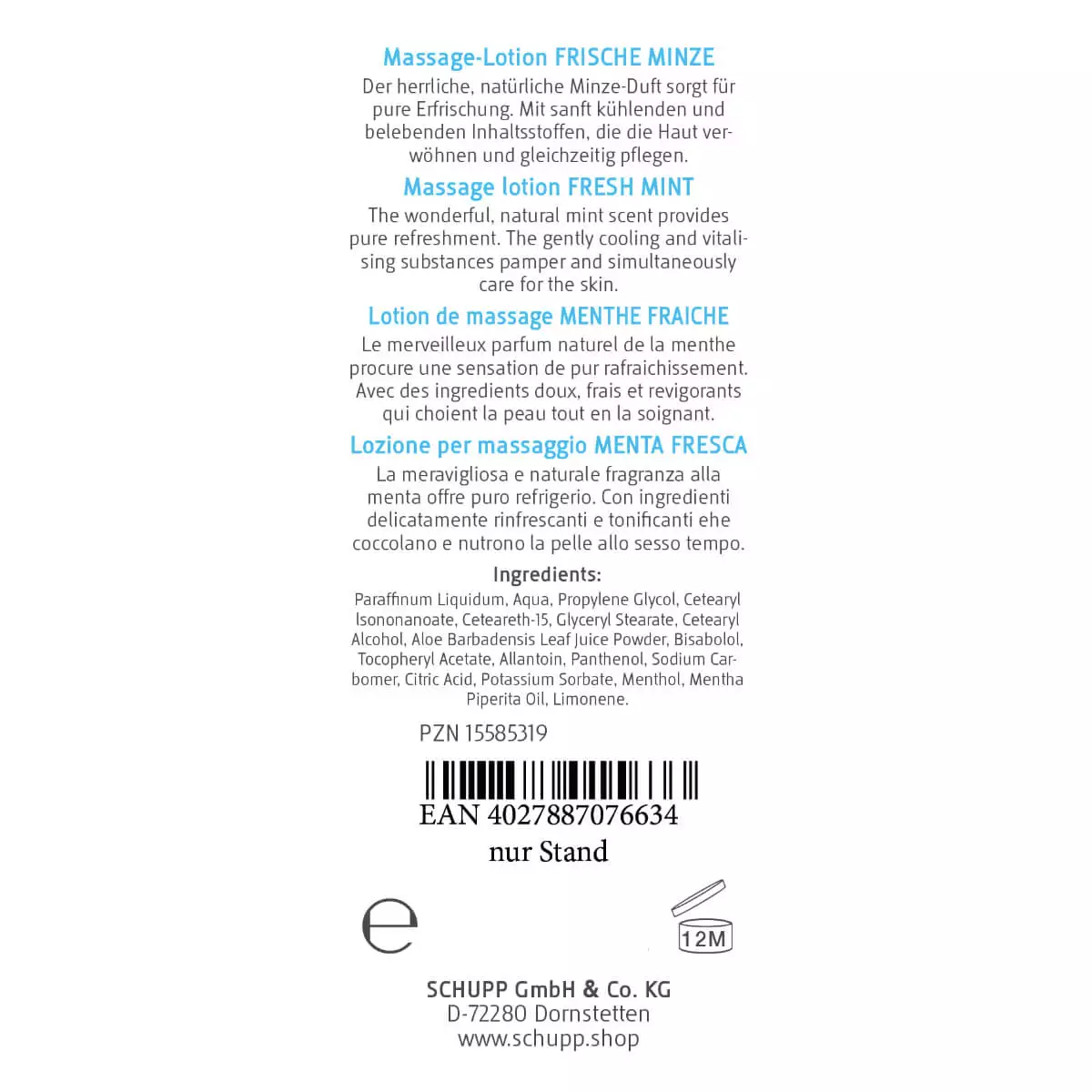  Massage Lotion Verse Munt