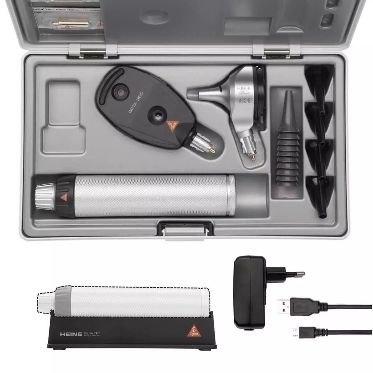  HEINE BETA 400 F.O. Otoscoop & BETA 200 oftalmoscoop in een set
