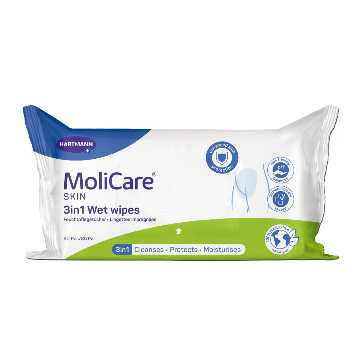  MoliCare Skin 3-in-1 vochtinbrengende doekjes voor volwassenen 