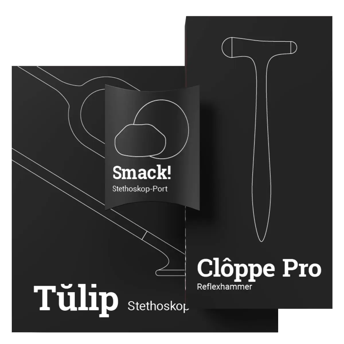  Voordeelbundel: stethoscoop Tŭlip + reflexhamer Clôppe Pro + naamplaatje Smack 